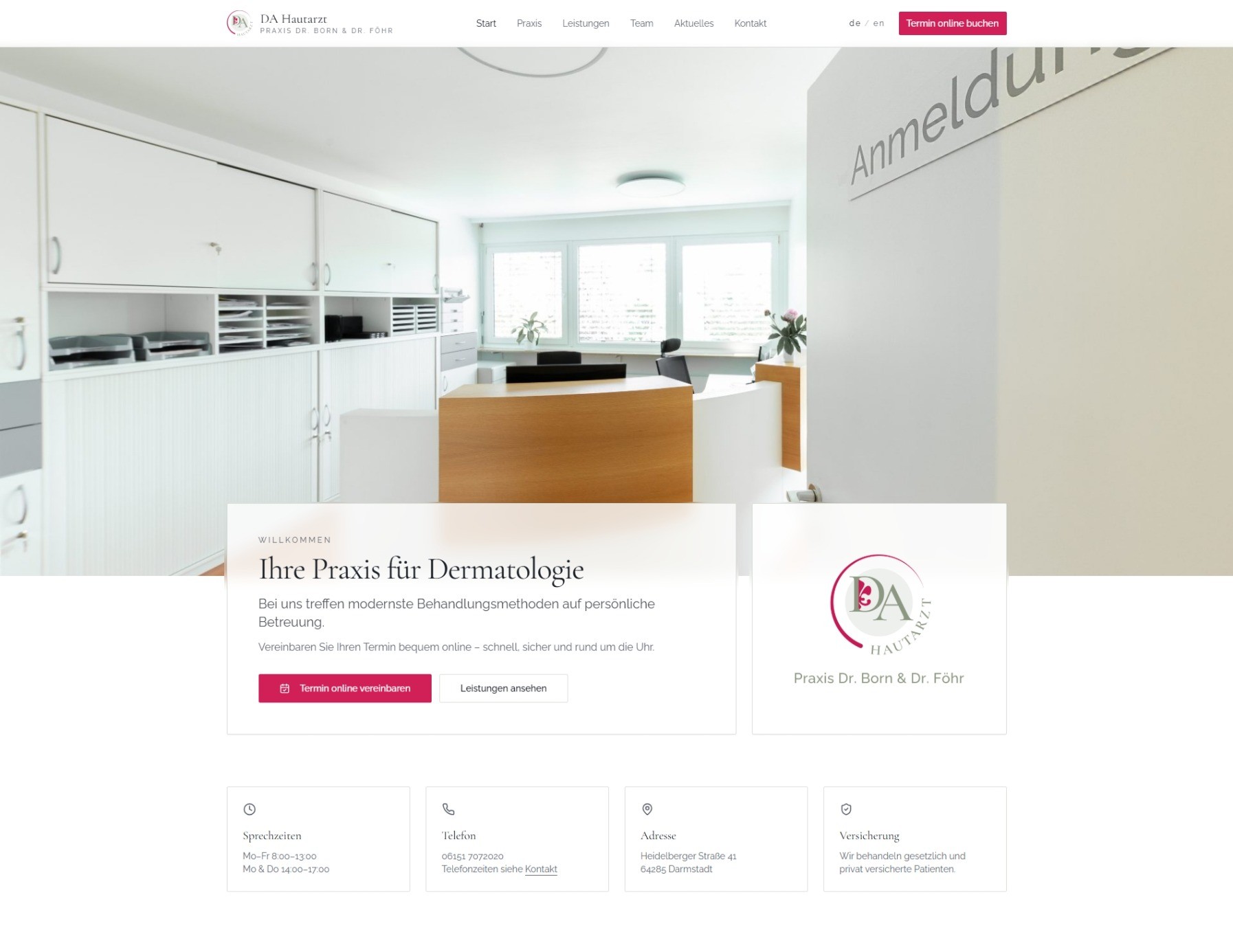 Screenshot unserer neuen Startseite